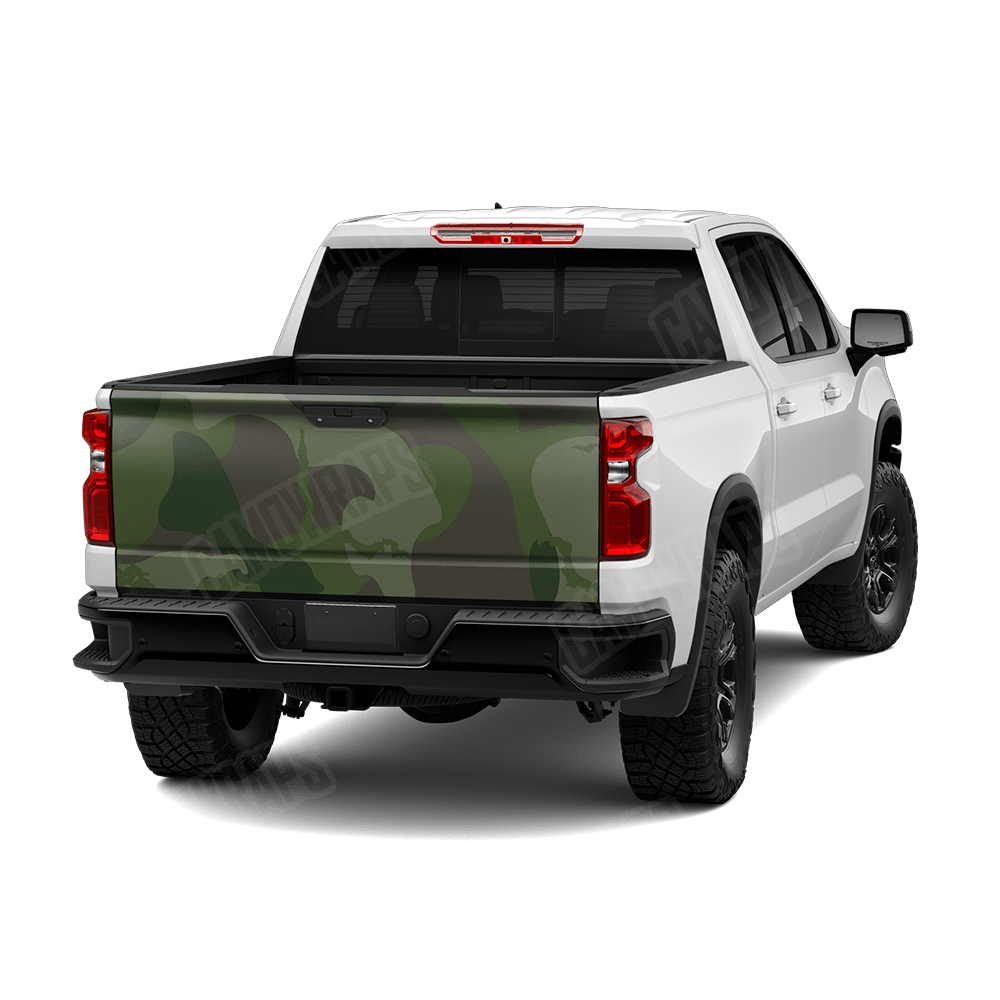 Jumbo Ragged Army Dark Green Camo Tailgate Vinyl Wrap