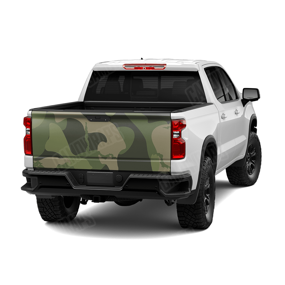 Jumbo Ragged Army Green Camo Tailgate Vinyl Wrap