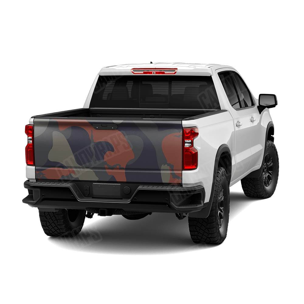 Jumbo Ragged Blue Copper Camo Tailgate Vinyl Wrap