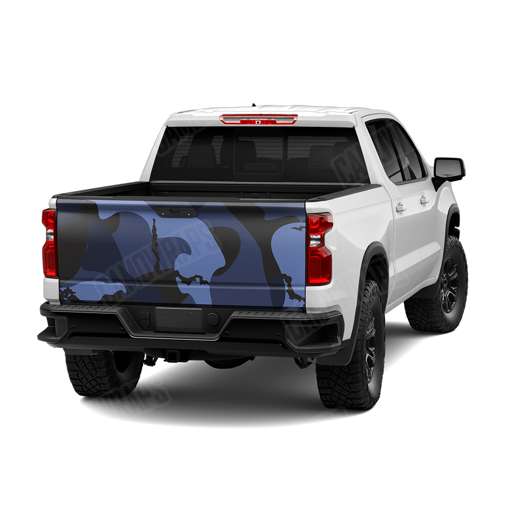 Jumbo Ragged Blue Midnight Camo Tailgate Vinyl Wrap