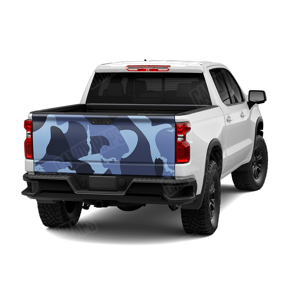 Jumbo Ragged Blue Urban Night Camo Tailgate Vinyl Wrap