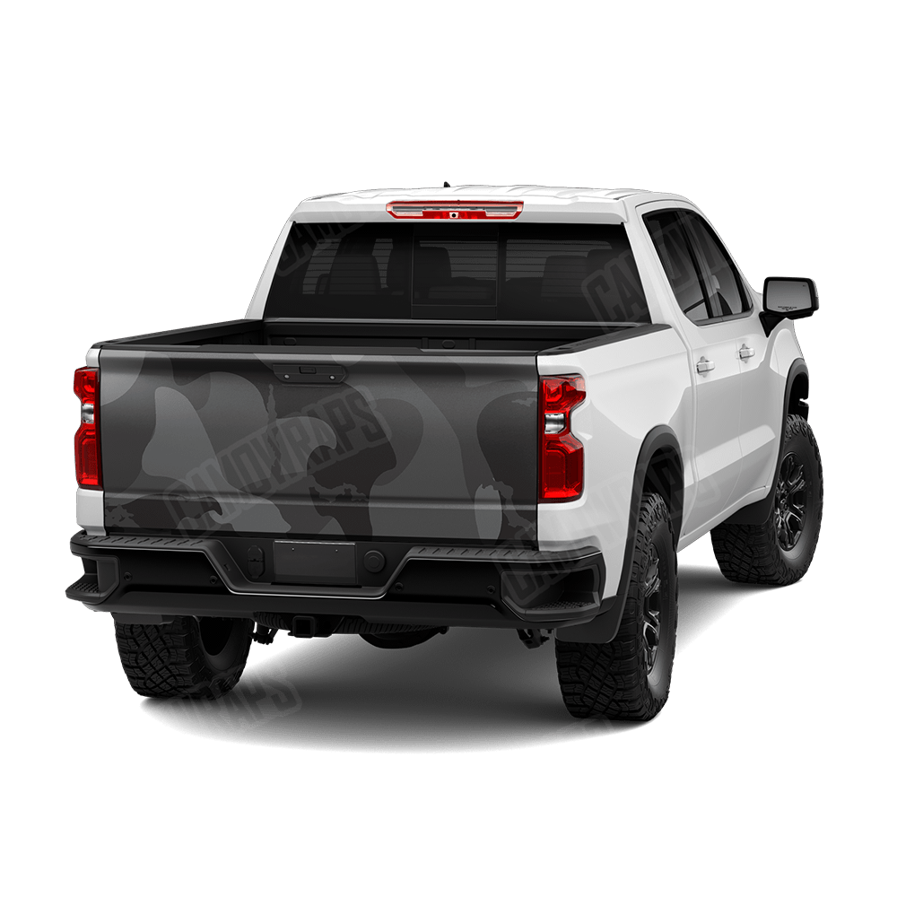 Jumbo Ragged Elite Black Camo Tailgate Vinyl Wrap