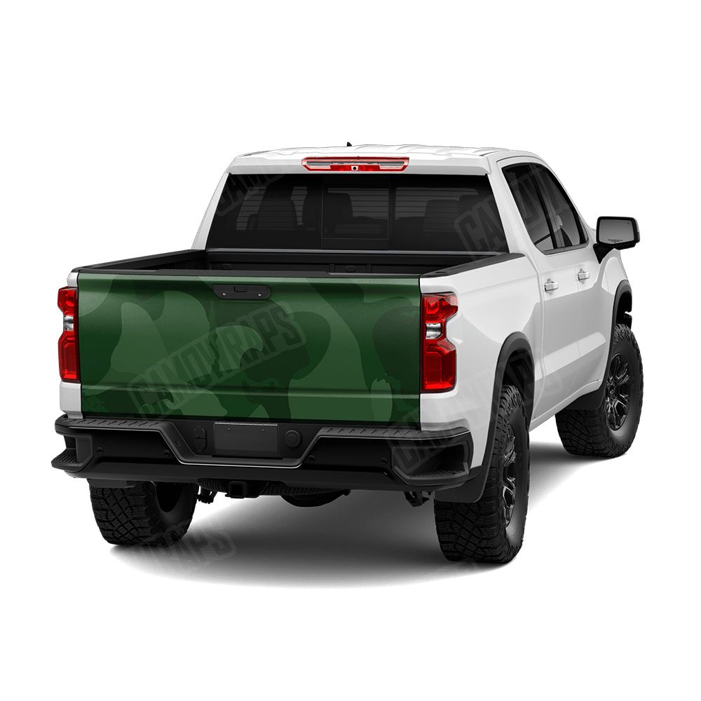 Jumbo Ragged Elite Green Camo Tailgate Vinyl Wrap