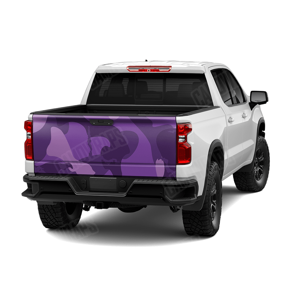 Jumbo Ragged Elite Purple Camo Tailgate Vinyl Wrap