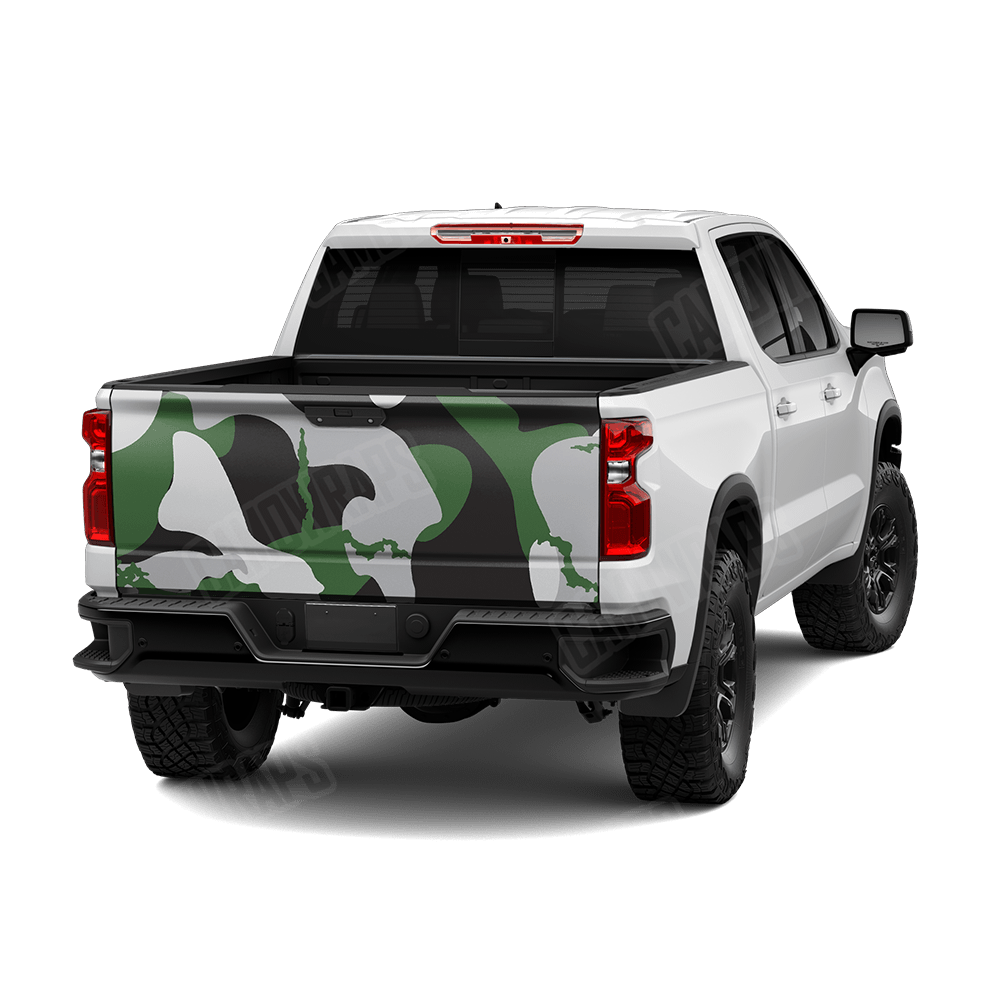 Jumbo Ragged Green Tiger Camo Tailgate Vinyl Wrap