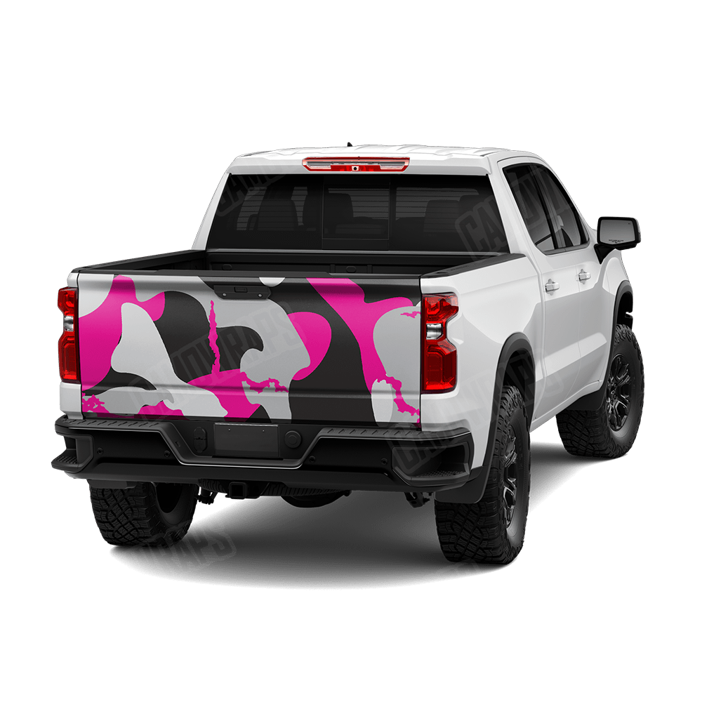 Jumbo Ragged Magenta Tiger Camo Tailgate Vinyl Wrap
