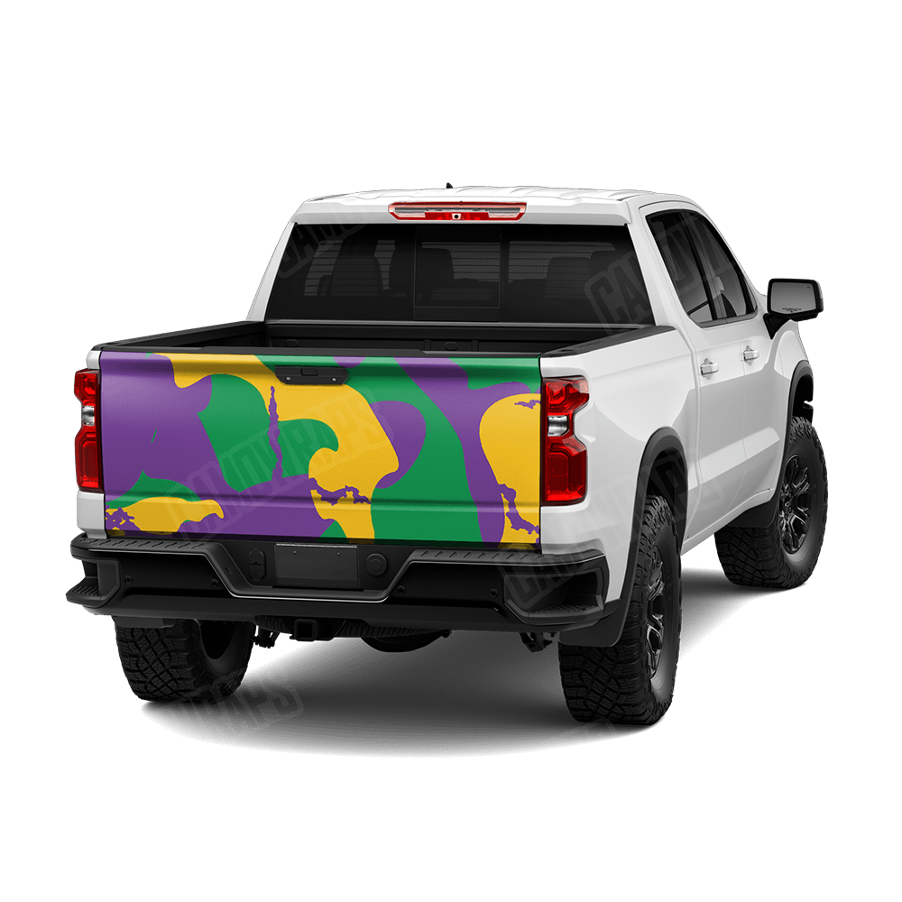Jumbo Ragged Mardi Gras Camo Tailgate Vinyl Wrap