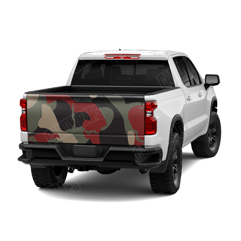 Jumbo Ragged Militant Red Camo Tailgate Vinyl Wrap