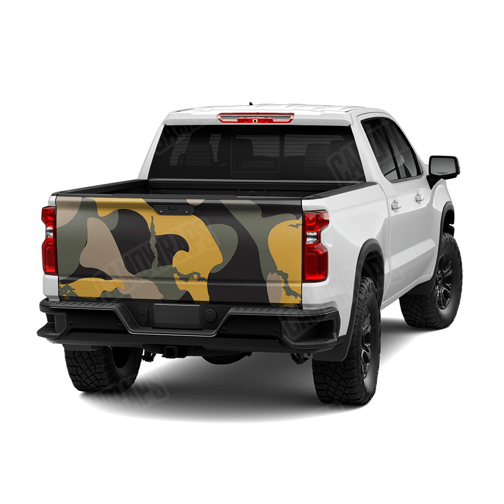 Jumbo Ragged Militant Yellow Camo Tailgate Vinyl Wrap
