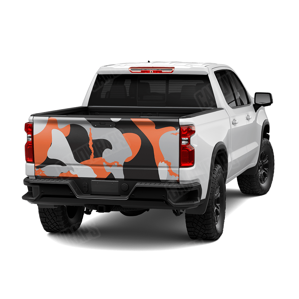 Jumbo Ragged Orange Tiger Camo Tailgate Vinyl Wrap