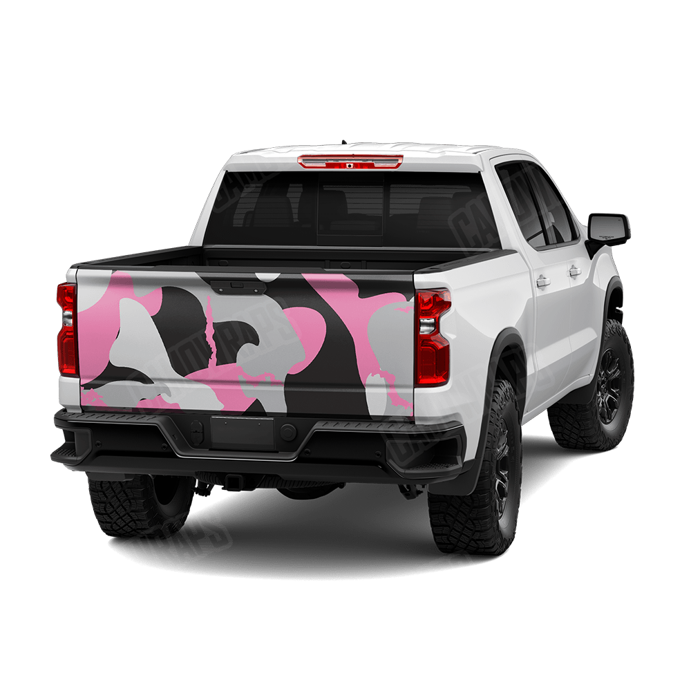 Jumbo Ragged Pink Tiger Camo Tailgate Vinyl Wrap
