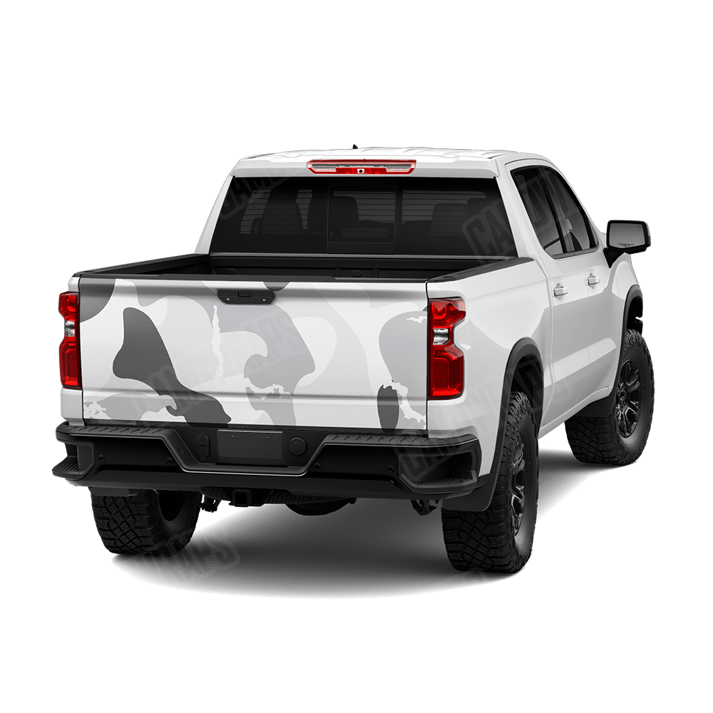 Jumbo Ragged Snow Camo Tailgate Vinyl Wrap