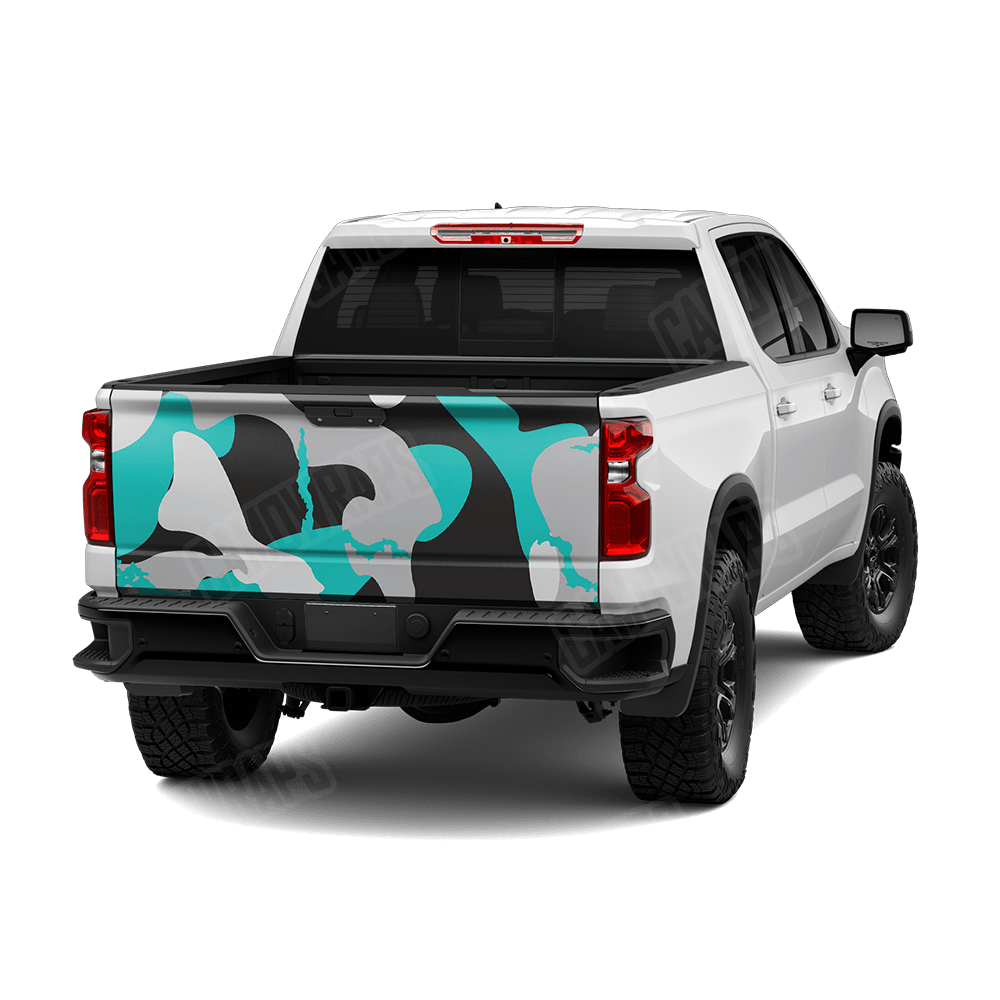 Jumbo Ragged Tiffany Blue Tiger Camo Tailgate Vinyl Wrap