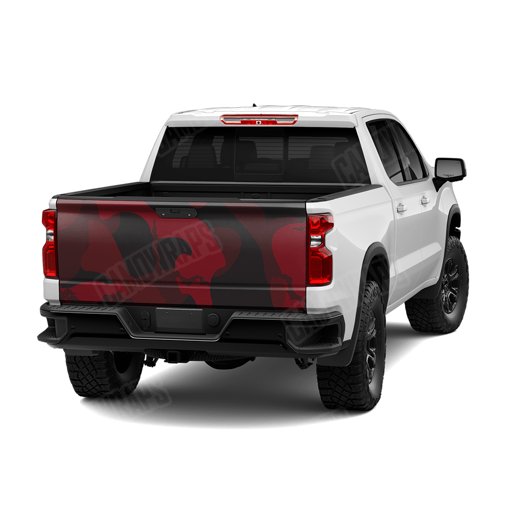 Jumbo Ragged Vampire Red Camo Tailgate Vinyl Wrap