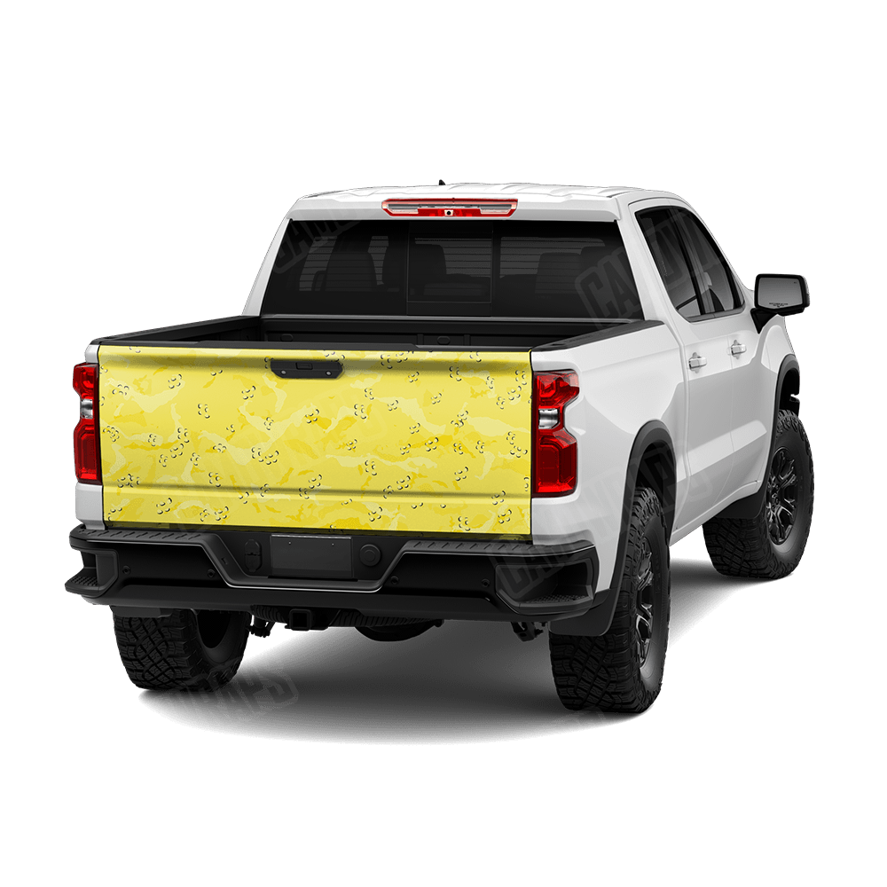 Large Battle Storm Elite Yellow Camo Tailgate Vinyl Wrap