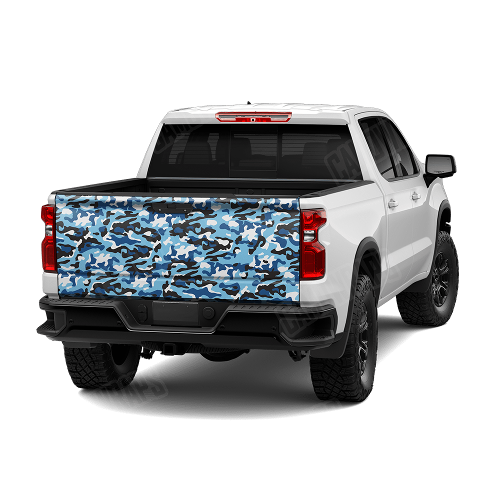 Large Classic Baby Blue Camo Tailgate Vinyl Wrap