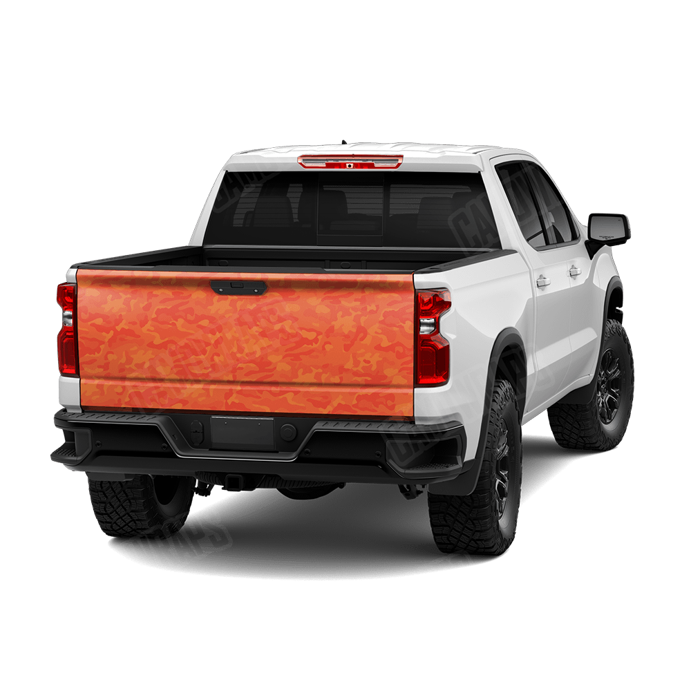 Large Classic Elite Orange Camo Tailgate Vinyl Wrap