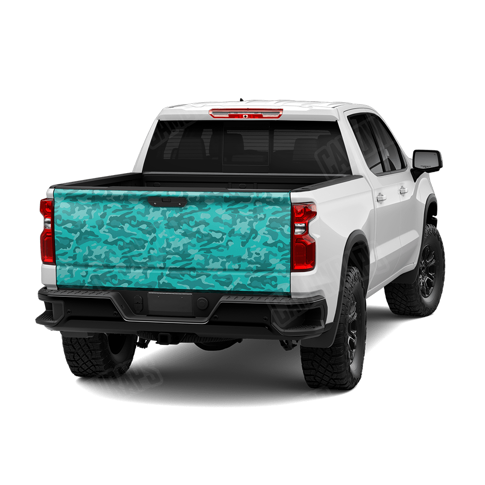 Large Classic Elite Tiffany Blue Camo Tailgate Vinyl Wrap