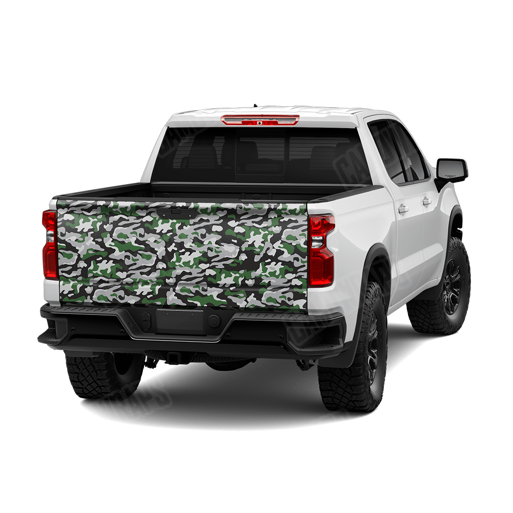 Large Classic Green Tiger Camo Tailgate Vinyl Wrap