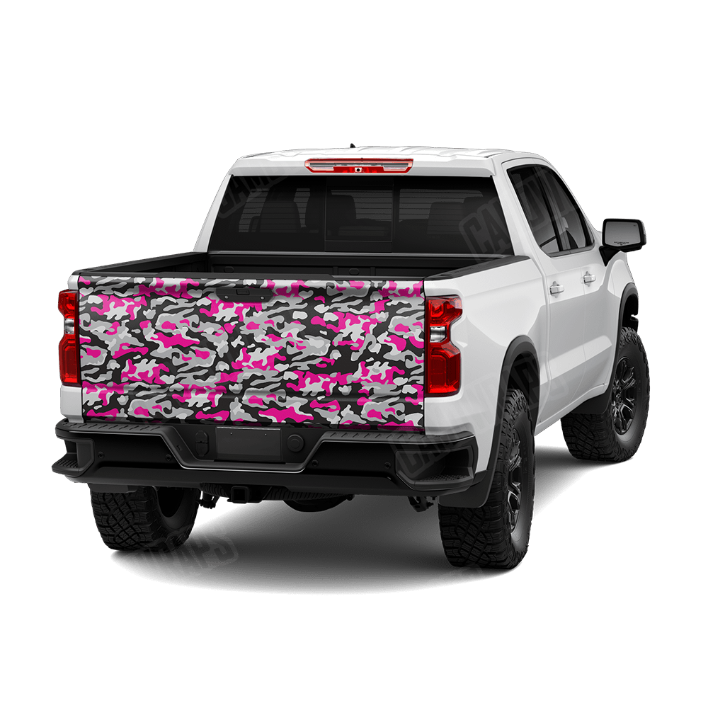 Large Classic Magenta Tiger Camo Tailgate Vinyl Wrap