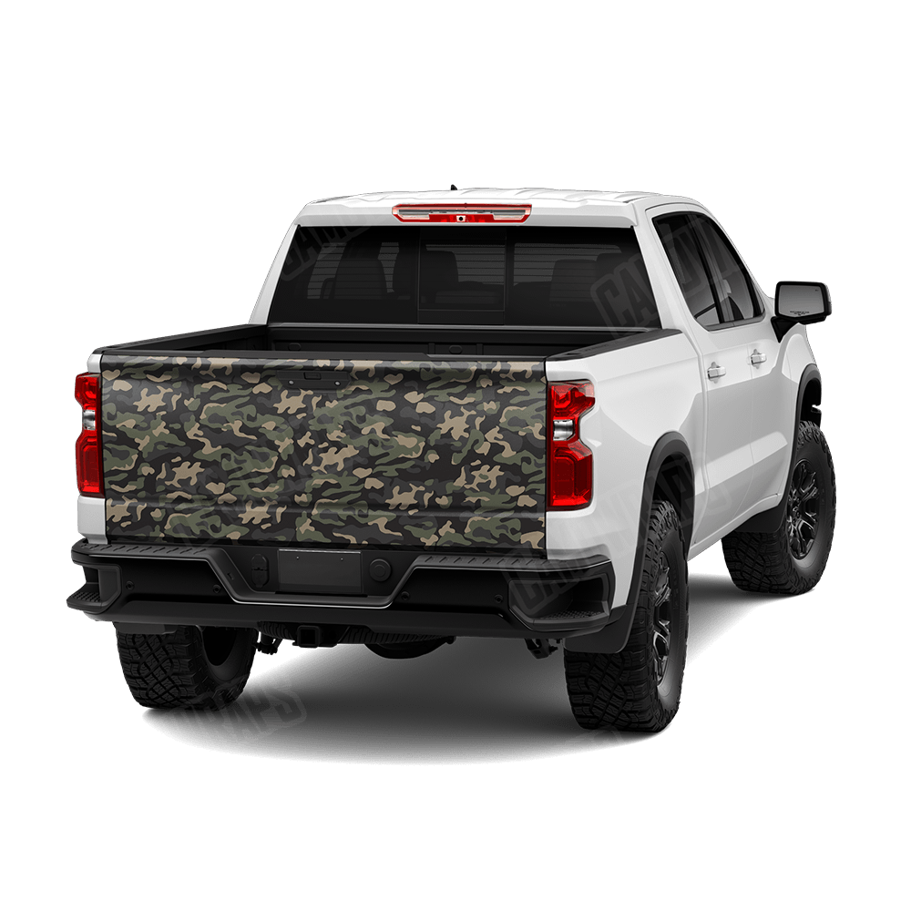 Large Classic Militant Charcoal Camo Tailgate Vinyl Wrap