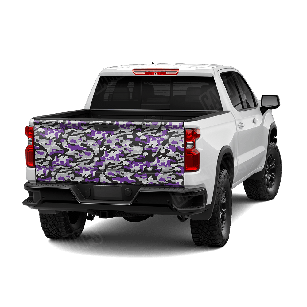 Large Classic Purple Tiger Camo Tailgate Vinyl Wrap