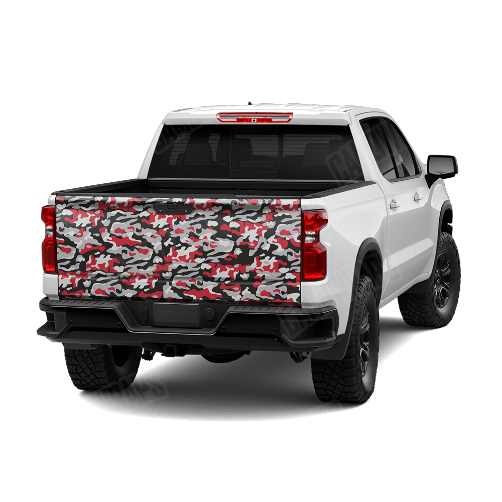 Large Classic Red Tiger Camo Tailgate Vinyl Wrap