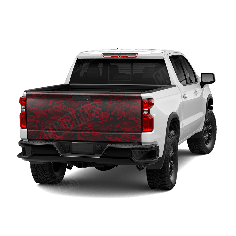 Large Classic Vampire Red Camo Tailgate Vinyl Wrap