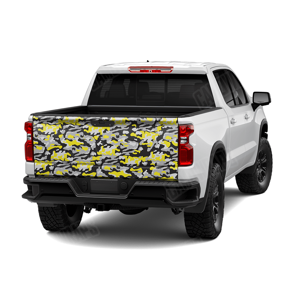 Large Classic Yellow Tiger Camo Tailgate Vinyl Wrap