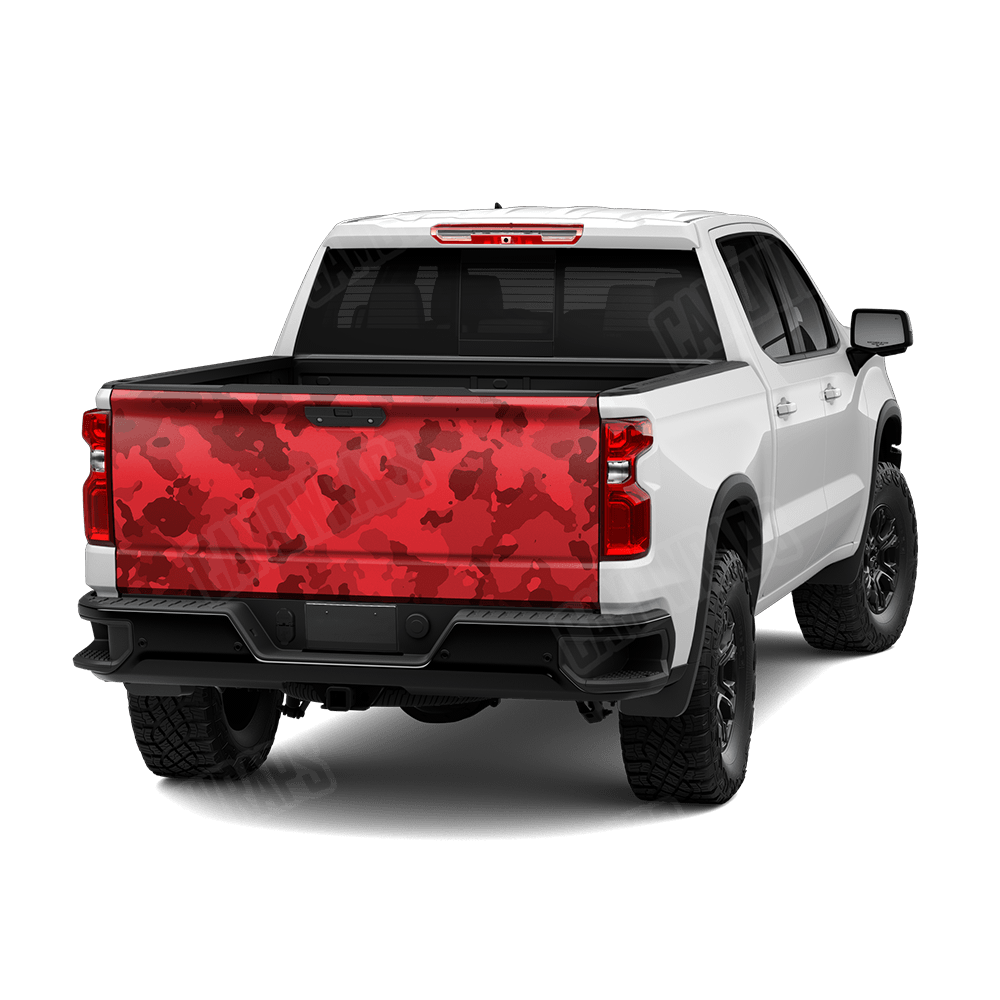Large Cumulus Elite Red Camo Tailgate Vinyl Wrap