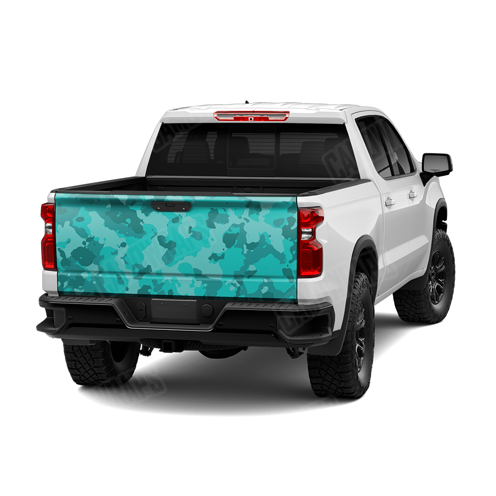Large Cumulus Elite Tiffany Blue Camo Tailgate Vinyl Wrap