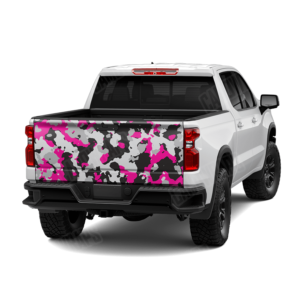 Large Cumulus Magenta Tiger Camo Tailgate Vinyl Wrap
