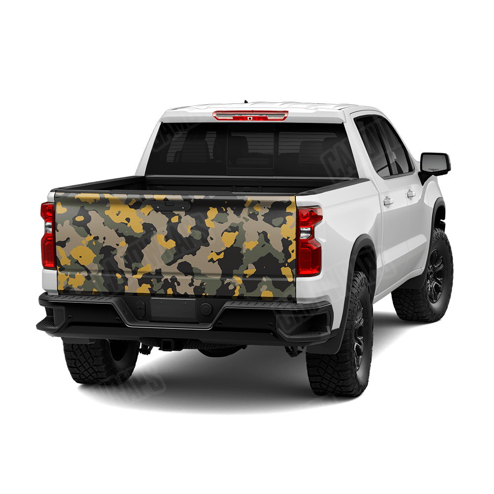 Large Cumulus Militant Yellow Camo Tailgate Vinyl Wrap