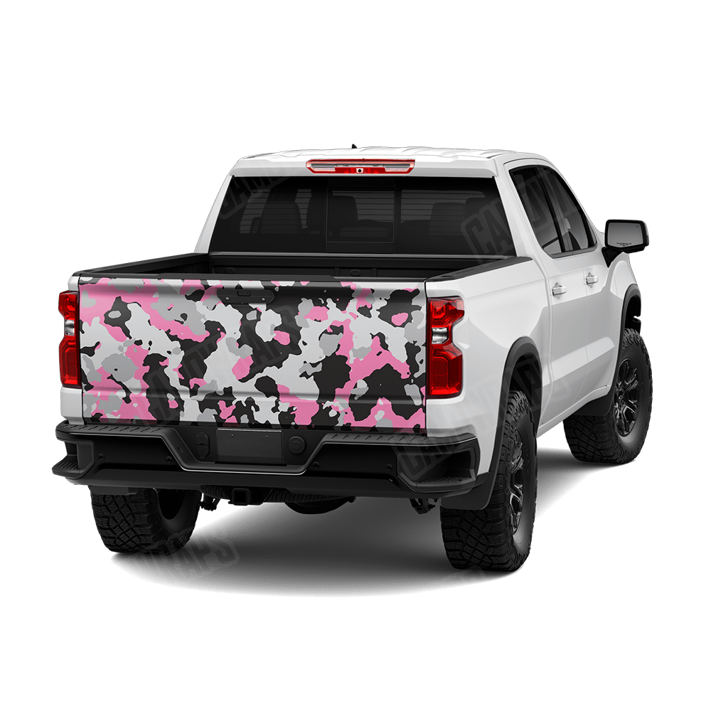 Large Cumulus Pink Tiger Camo Tailgate Vinyl Wrap