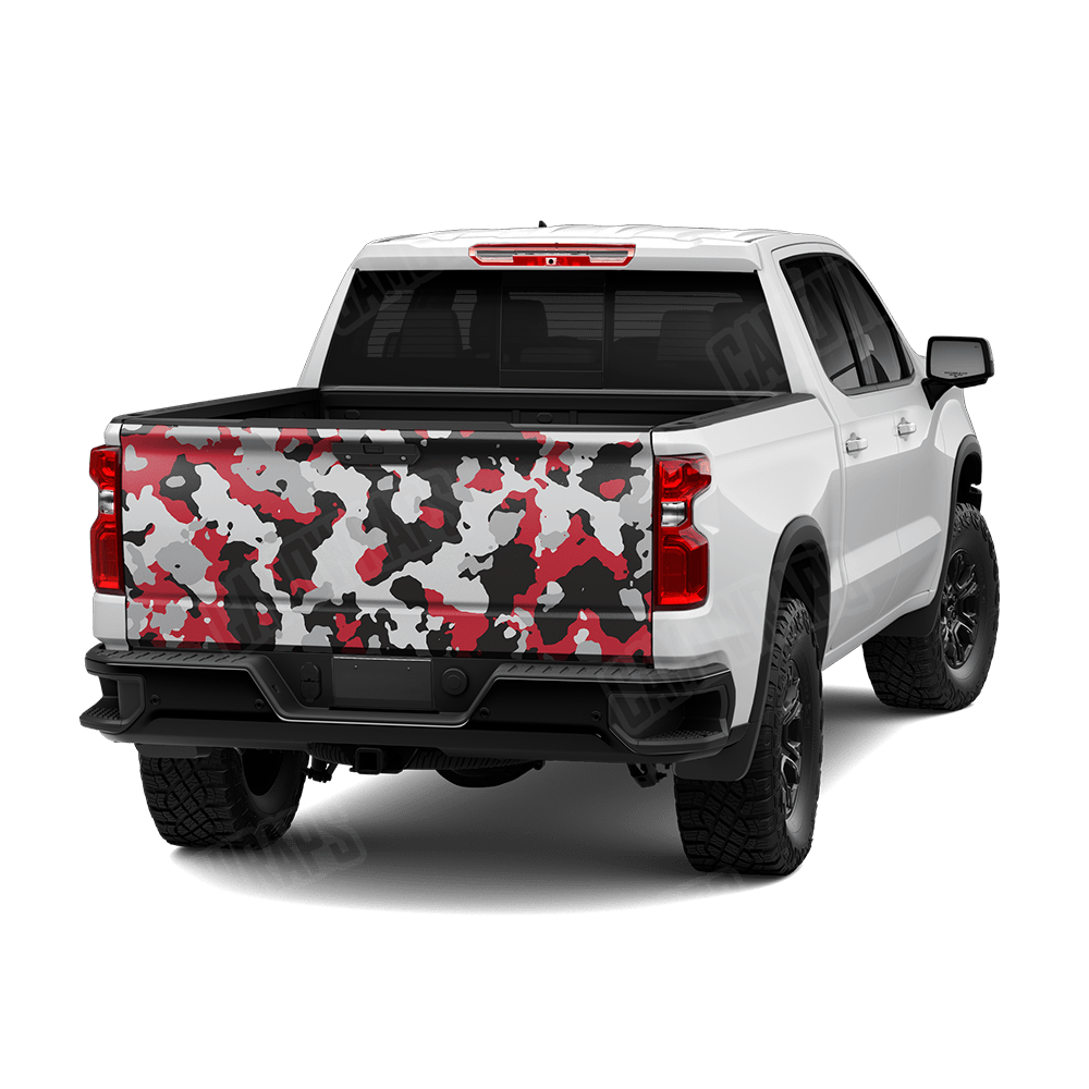 Large Cumulus Red Tiger Camo Tailgate Vinyl Wrap