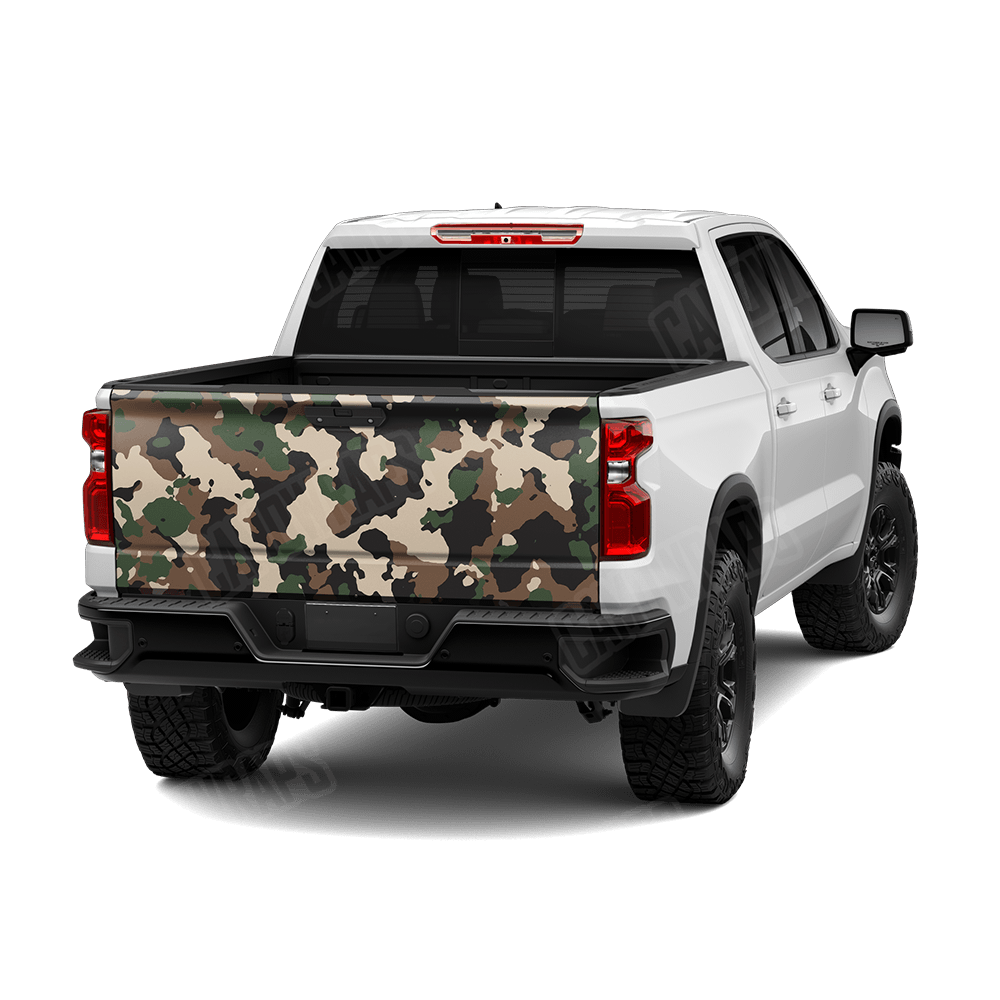 Large Cumulus Woodland Camo Tailgate Vinyl Wrap