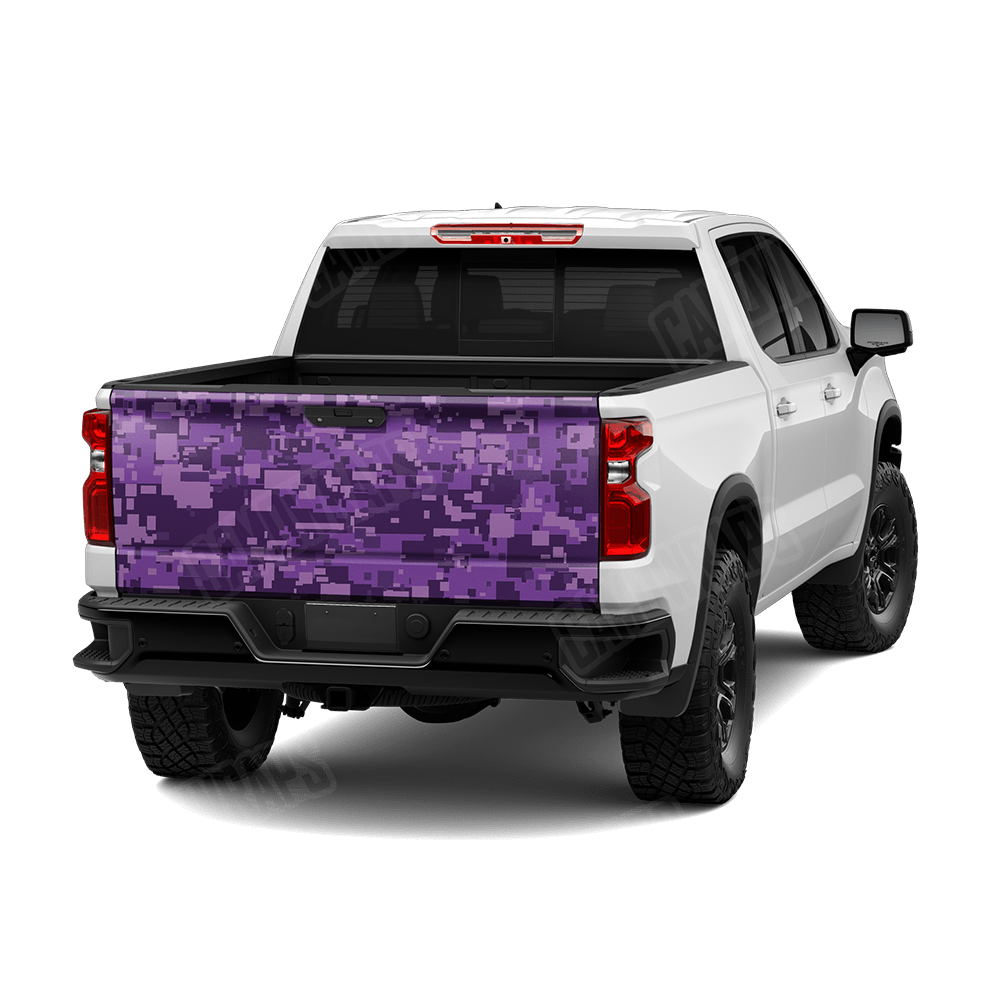 Large Digital Elite Purple Camo Tailgate Vinyl Wrap