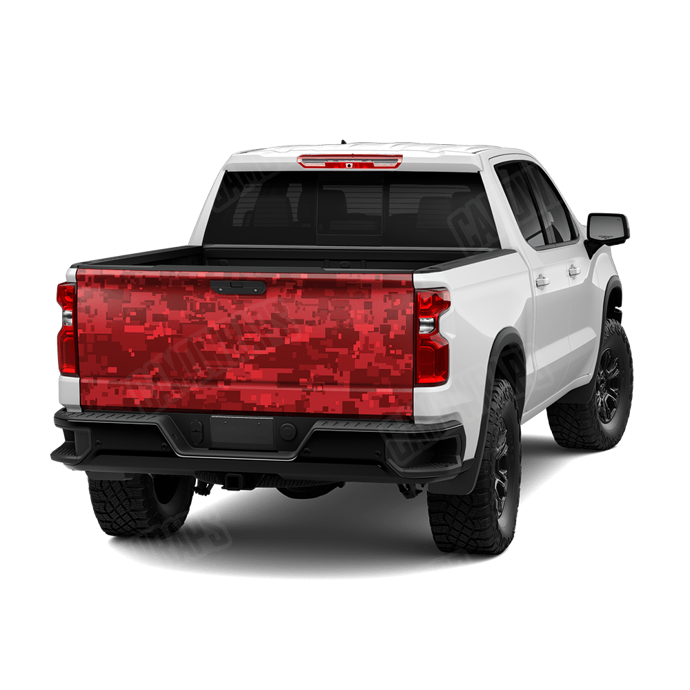 Large Digital Elite Red Camo Tailgate Vinyl Wrap