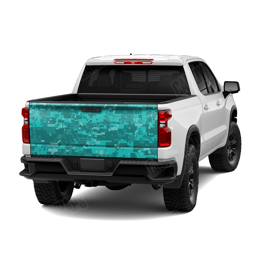 Large Digital Elite Tiffany Blue Camo Tailgate Vinyl Wrap
