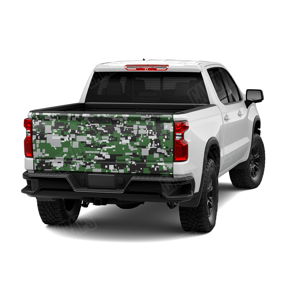 Large Digital Green Tiger Camo Tailgate Vinyl Wrap
