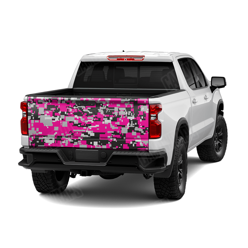 Large Digital Magenta Tiger Camo Tailgate Vinyl Wrap