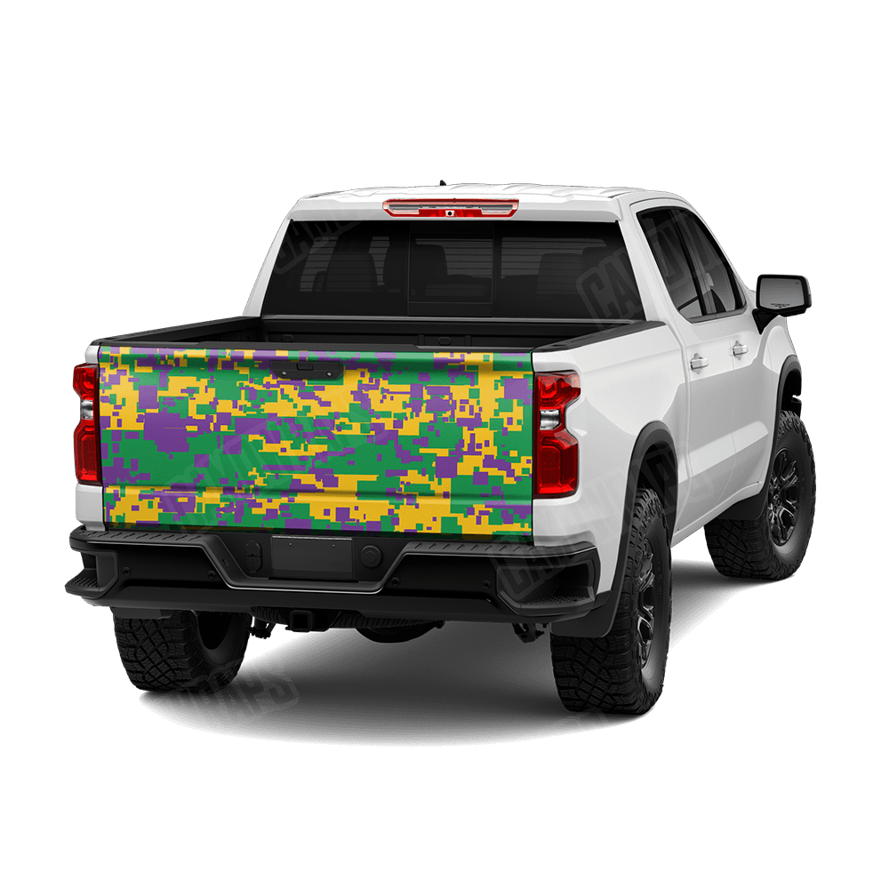 Large Digital Mardi Gras Camo Tailgate Vinyl Wrap