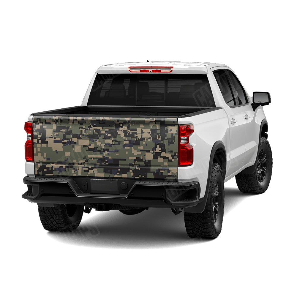 Large Digital Militant Blue Camo Tailgate Vinyl Wrap