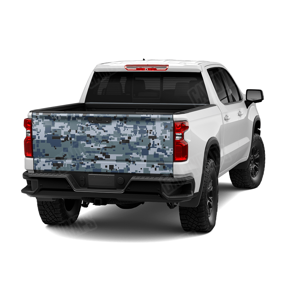 Large Digital Navy Camo Tailgate Vinyl Wrap