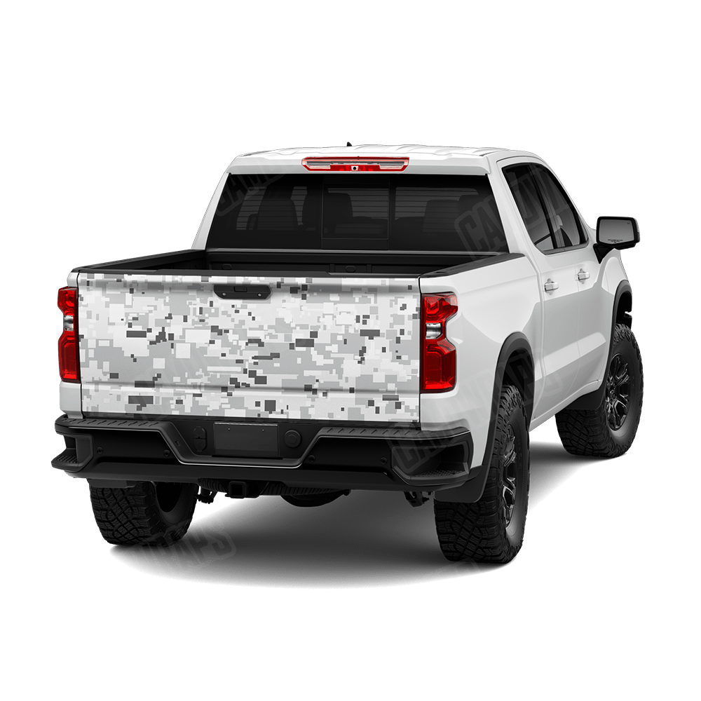 Large Digital Snow Camo Tailgate Vinyl Wrap