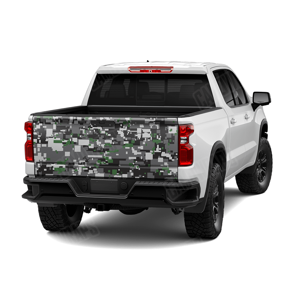 Large Digital Urban Green Camo Tailgate Vinyl Wrap