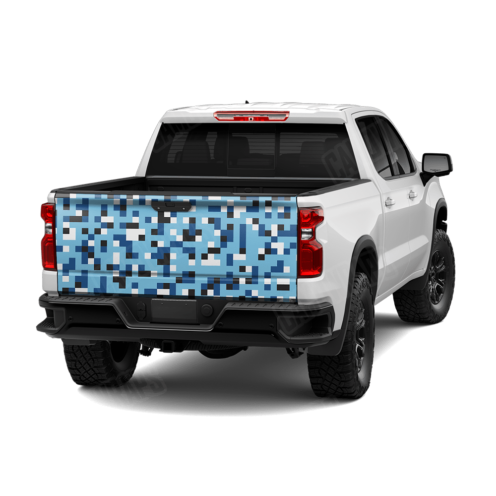Pixel Baby Blue Tailgate Wraps