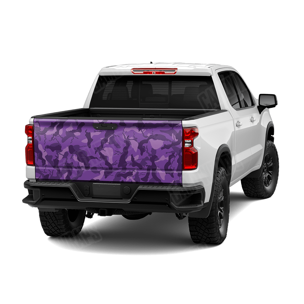Large Ragged Elite Purple Camo Tailgate Vinyl Wrap