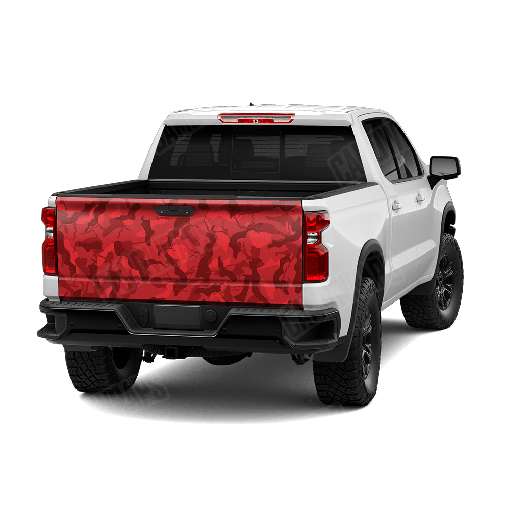 Large Ragged Elite Red Camo Tailgate Vinyl Wrap