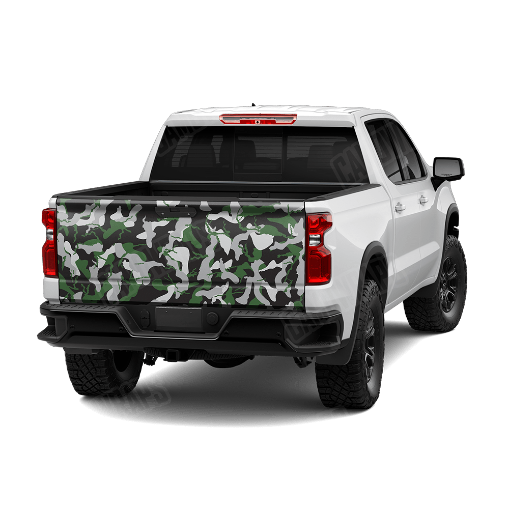 Large Ragged Green Tiger Camo Tailgate Vinyl Wrap